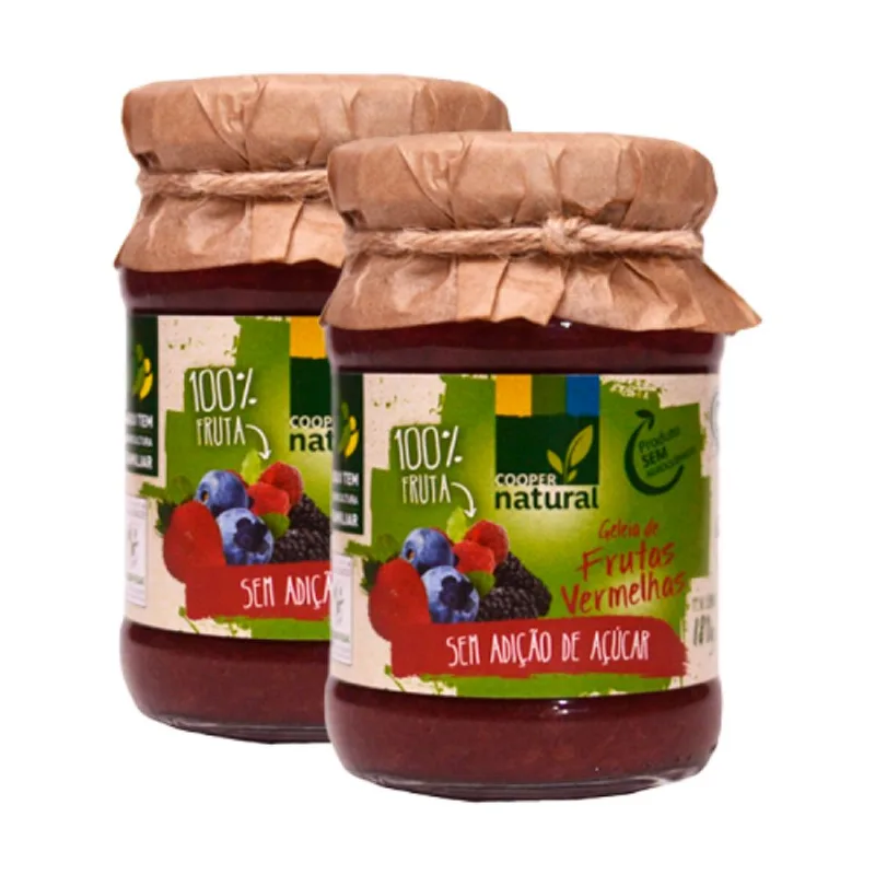 Kit 2X: Geleia Frutas Vermelhas Orgânico Sem Açúcar 180g