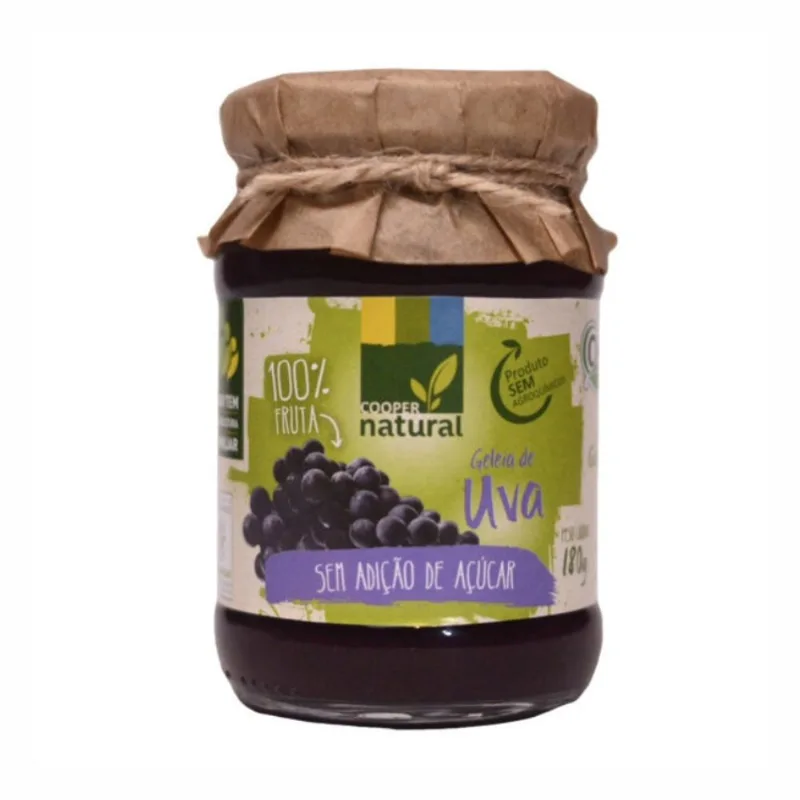 Kit 2X: Geleia Uva 100% Fruta Orgânico Sem Açúcar 180g