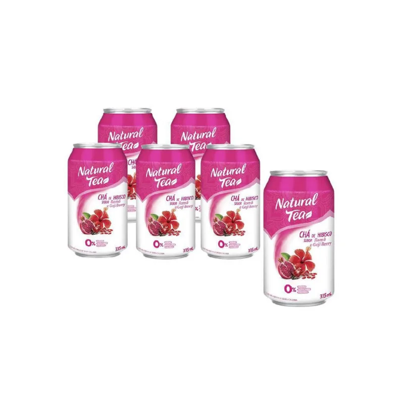 Kit 6 Chá Natural Tea Com Hibisco Romã E Gogi Berry 335Ml