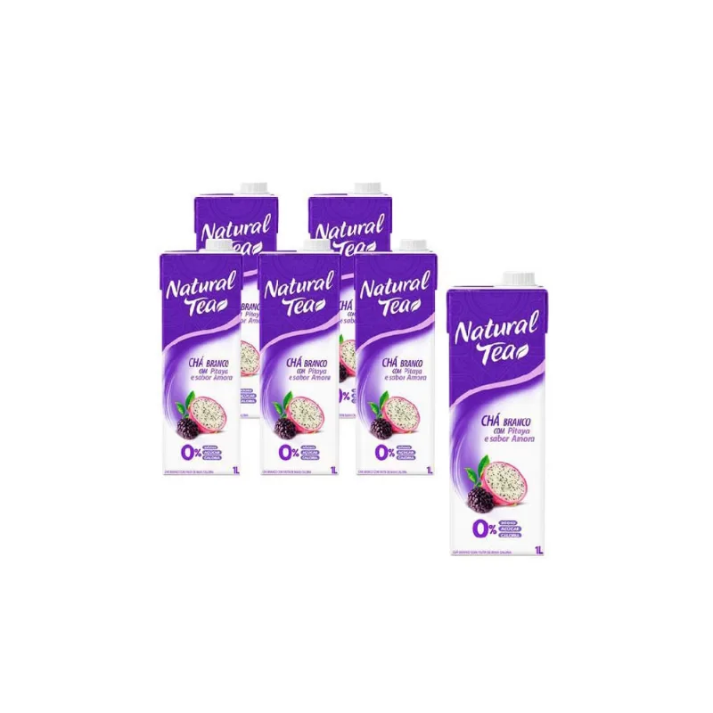 Kit Com 6 Chá Natural Tea Branco Com Pitaya E Amora 1L