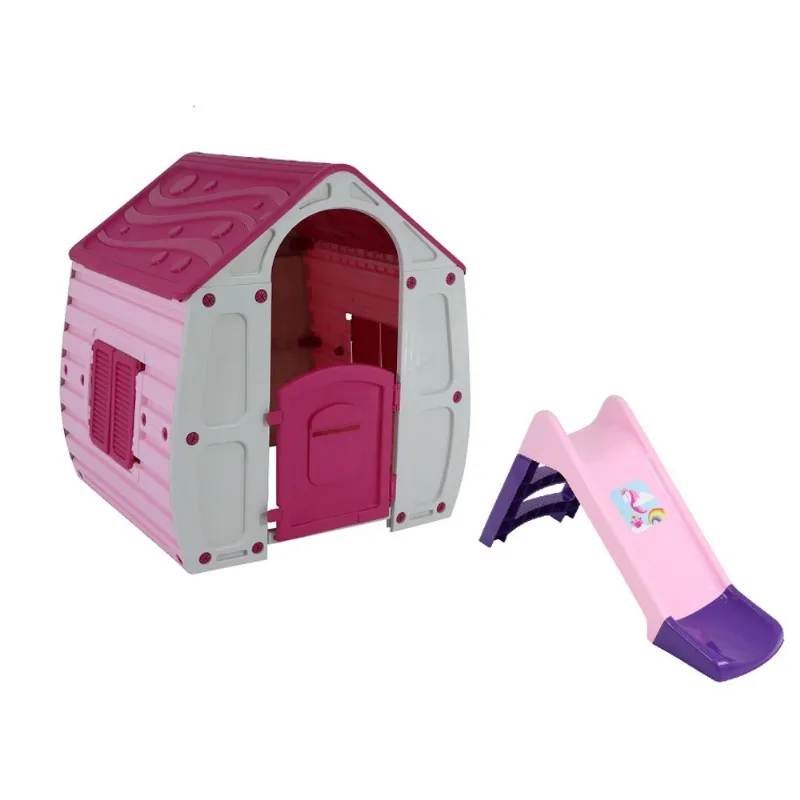 Casinha De Brinquedo + Escorregador Infantil Unicórnio Bel