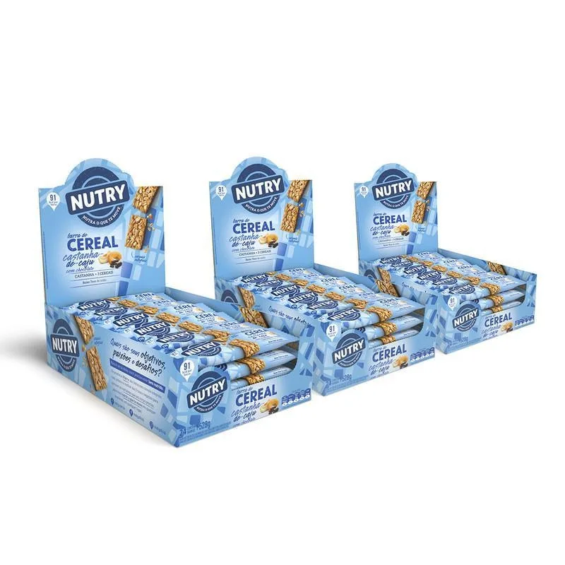Kit Barra De Cereal Nutry Castanha Caju Com Chocolate 3X24Un - Não Informado - Mercearia