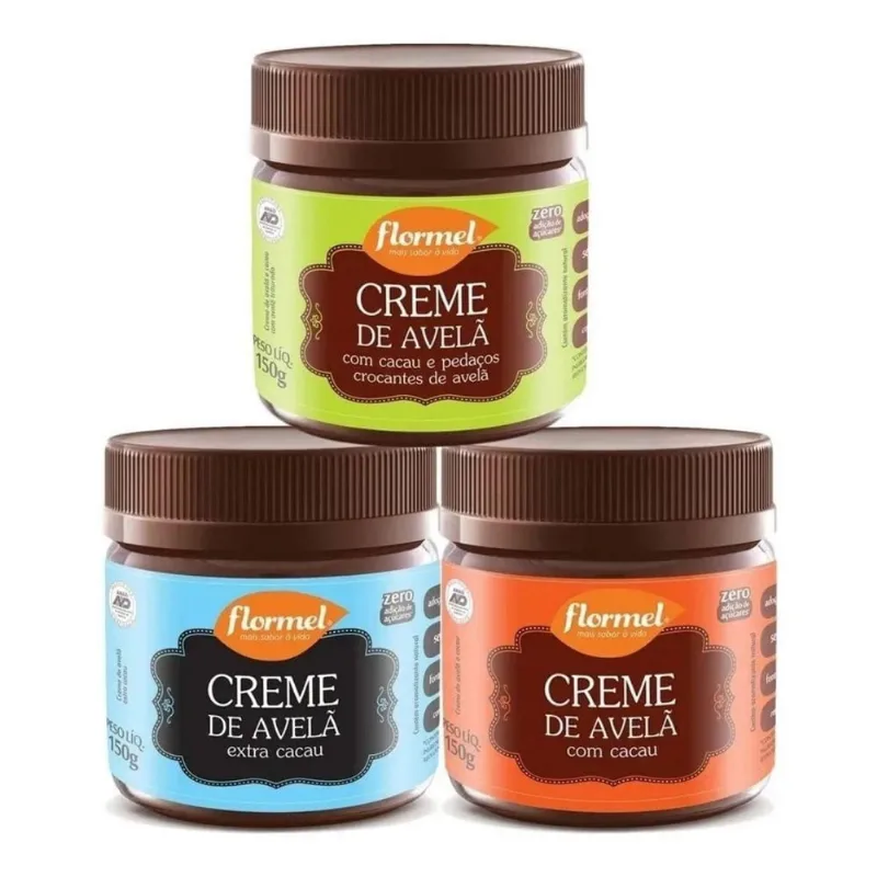 3 Creme De Avelã E Cacau Zero Açúcar Flormel