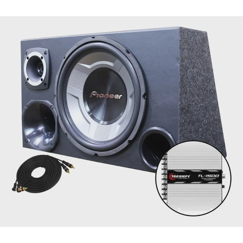 Caixa Taramps 1500 Trio + Pioneer Completa Som Subwoofer