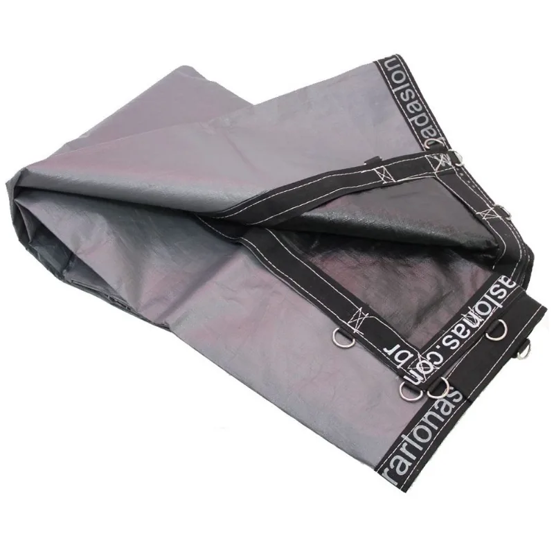 Lona 500 micra resistente cinza preta 6x4 + argolas loneiro