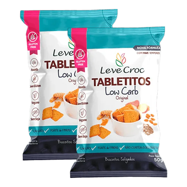 Kit 2x: Biscoito Tabletito Original Low Carb Leve Crock 50g - Não Informado - Mercearia