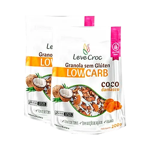 Kit 2x: Granola Coco/damasco Low Carb Leve Crock 200g - Leve Crock - Mercearia