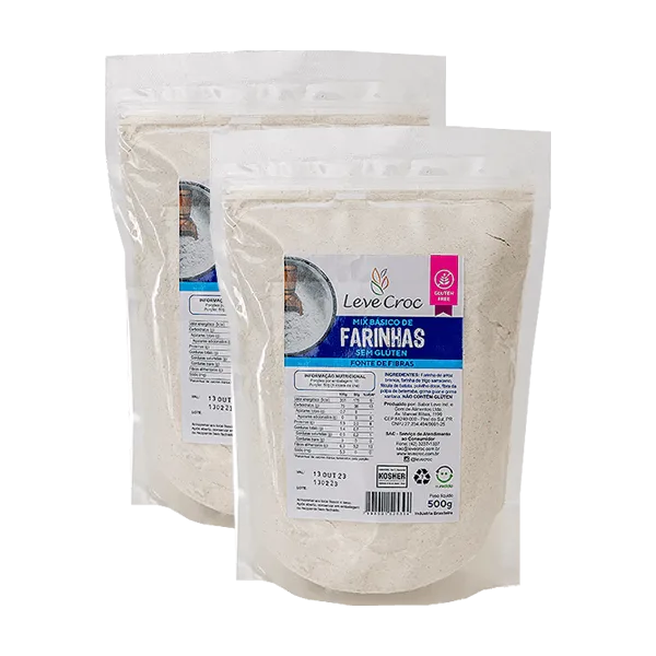 Kit 2x: Mix Básico De Farinhas Sem Glúten Leve Crock 500g - Leve Crock