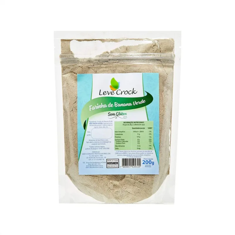 Kit 2X: Farinha de Banana Verde Sem Glúten Leve Crock 200g