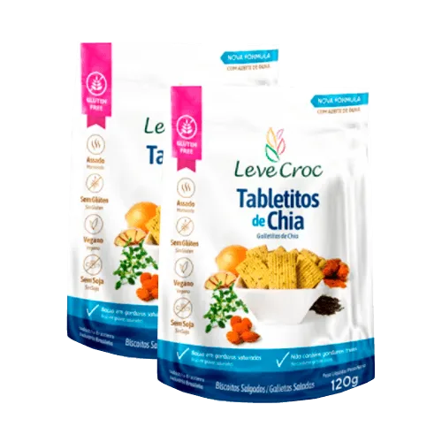 Kit 2x: Biscoito Tabletito Chia Sem Glúten Leve Crock 120g - Leve Crock - Mercearia