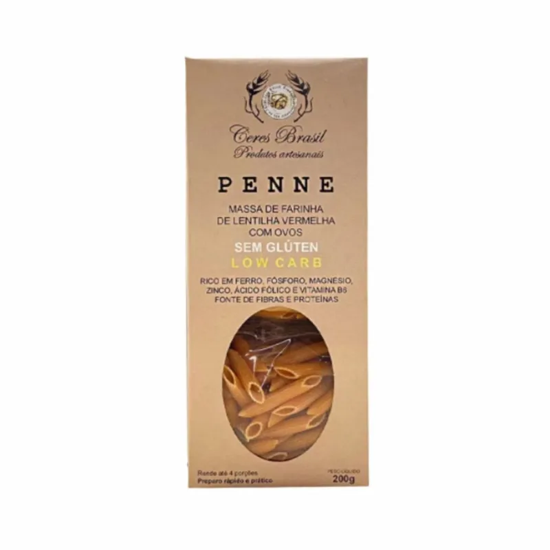 Kit 2X: Macarrão Penne Lentilha Vermelha S/Glúten Ceres 200g