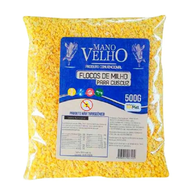 Kit 2X: Flocos de Milho para Cuscuz Natural Mano Velho 500g