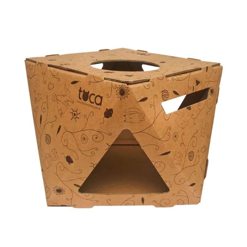 Toca - caixa de papelão para gatos - hello pets - Não Disponível