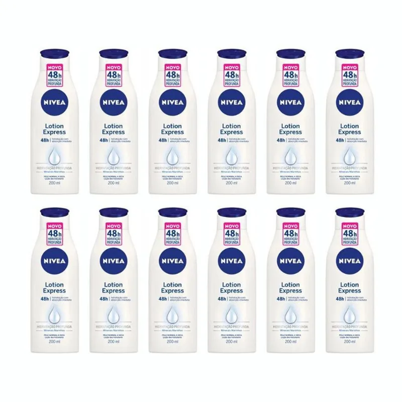 Kit Com 12 Locoes Hidratantes Nivea Lotion Express 200Ml