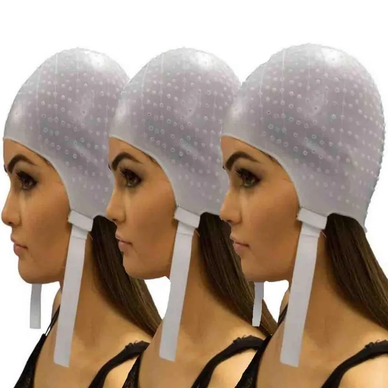 Kit 3Toucas Para Mechas Dompel Siliconada Branca Ref.233A