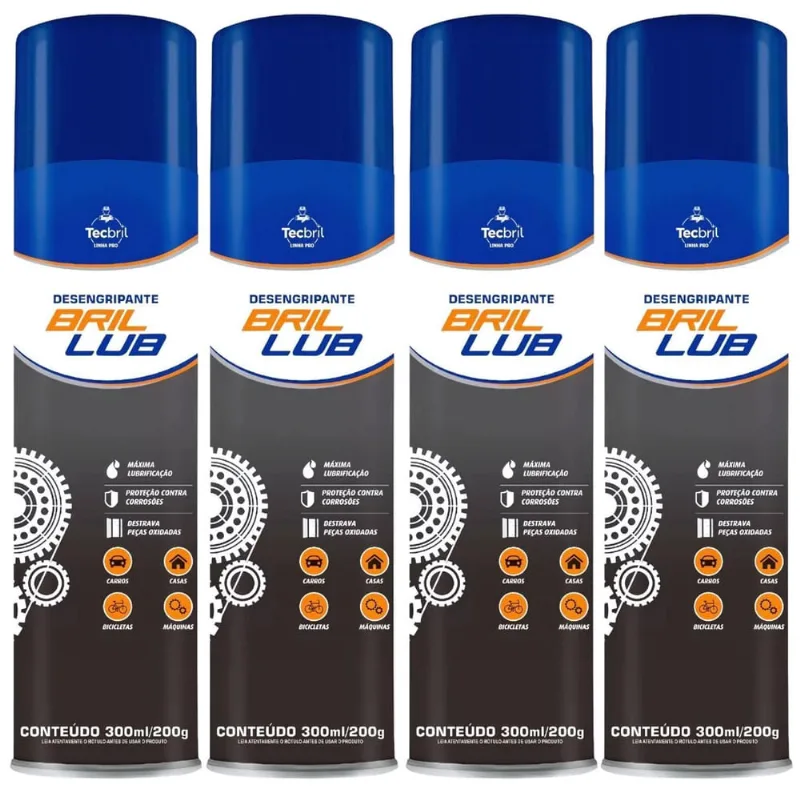 Kit 4 Desengripante Lubrificante Spray 300Ml -Tecbril