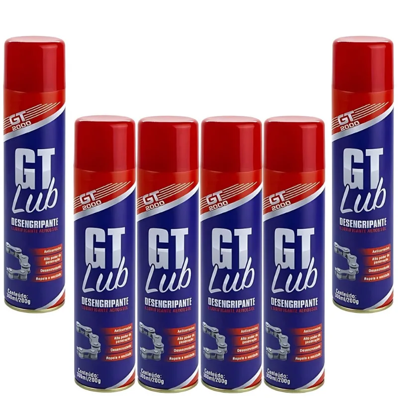 Kit 6 Desengripante Spray Gt2000 300Ml - Lubrificante