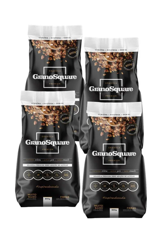 Kit Granosquare 4 Granolas Tradicionais Zero Açúcar 800g - Não Informado