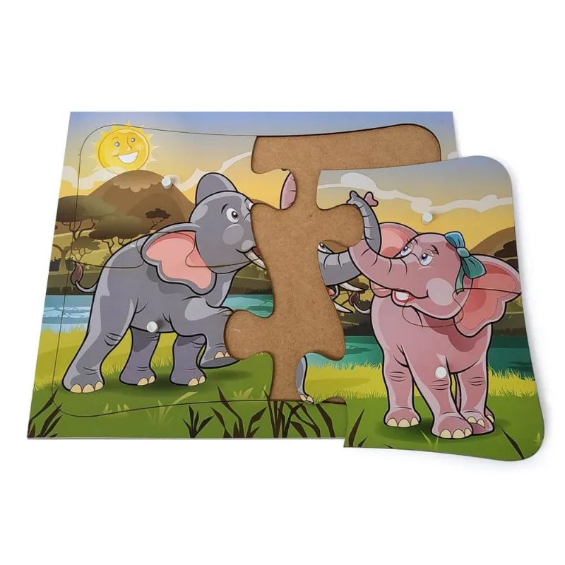 Quebra Cabeça Elefante 4 peças com Pinos