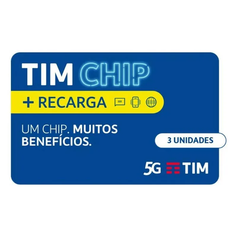 3x Tim Chip Kit 3 Unidades Com Recarga