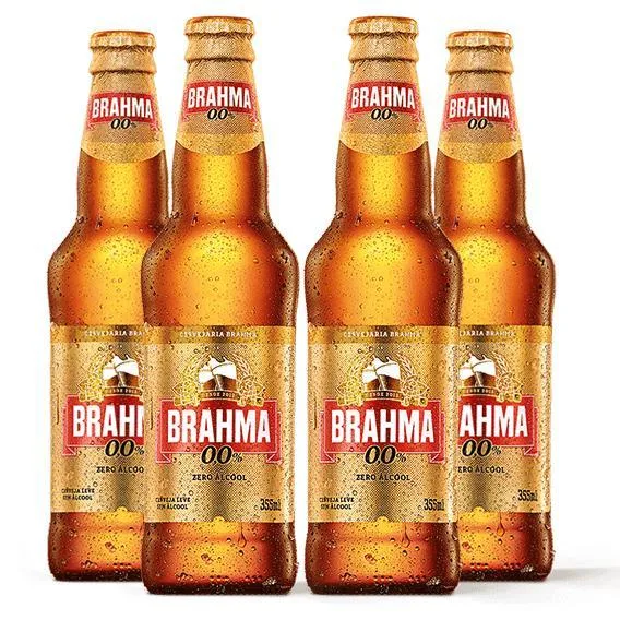 Combo 4 Unid Cerveja Sem Álcool Brahma Zero Long Neck 355ml - Brahma - Bebidas