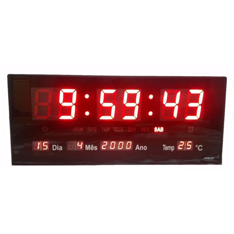 Relógio Parede Led Digital Temperatura Calendário Alarme M - Não Disponível