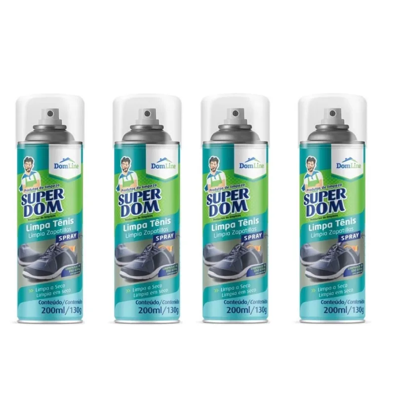 Kit 4 Spray Limpa Tenis A Seco Domline 200Ml