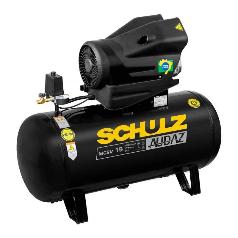 Motocompressor de Ar Schulz 110L 3CV Audaz 15 PCM / 140 PSI Monofásico 220V