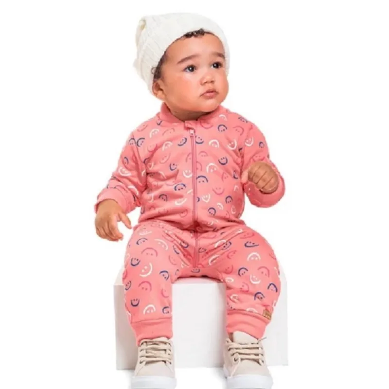 Macacão em Moletom Estampado Bebê Menina Kely Kety