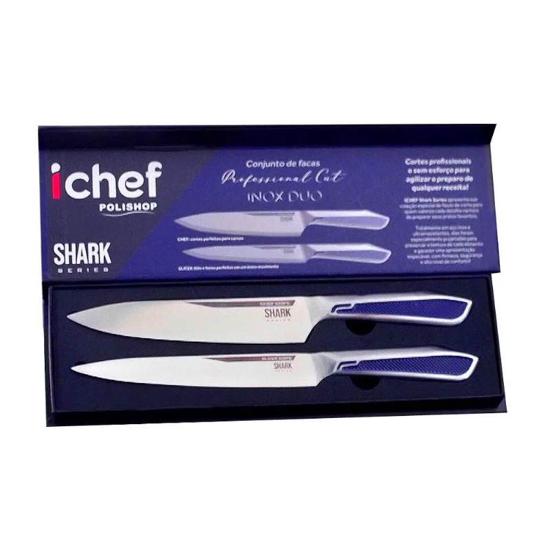 Conjunto de Facas Ichef Polishop - Professional Cut - Inox Duo ND / ND