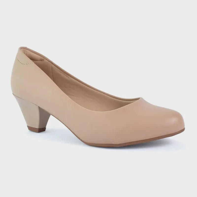 Sapato Modare Casual Salto Baixo Grosso Feminino Bege