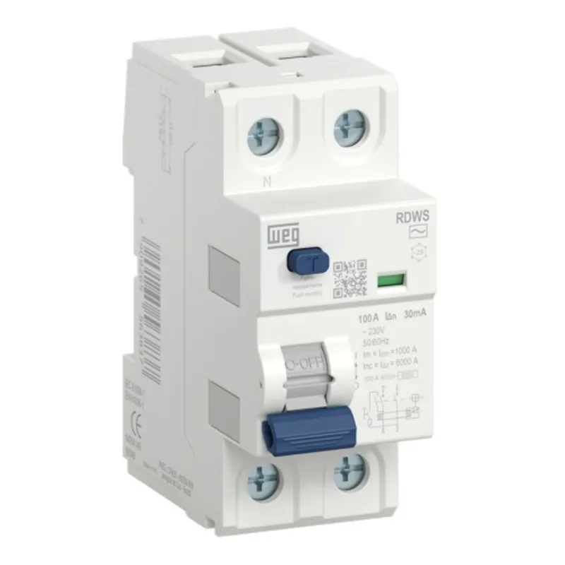 Interruptor nominal residual 80A Bipolar Branco RDWS-AC-30mA Weg