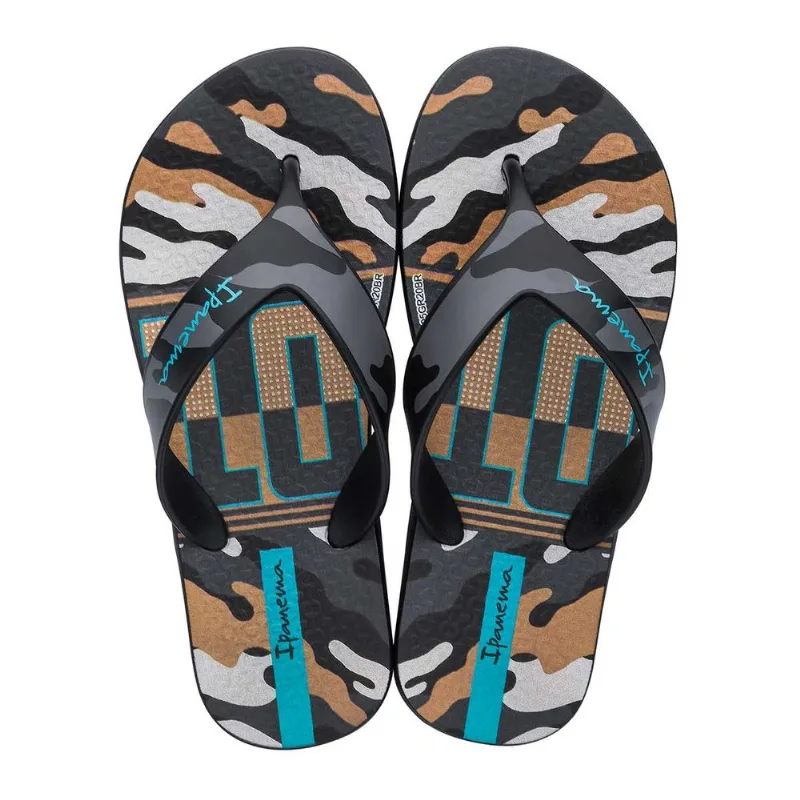Chinelo Ipanema Infantil Deck Preto/Grafite/Bege 31/32