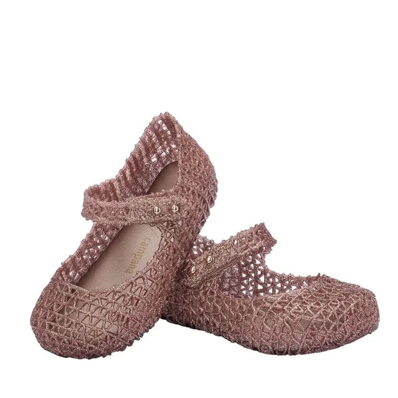 Sapatilha infantil mini melissa campana papel baby rose glitter