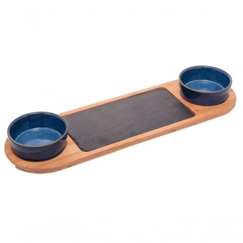Conjunto 2 Petisqueiras Com Bandeja 12x40x4 Cm - Lyor