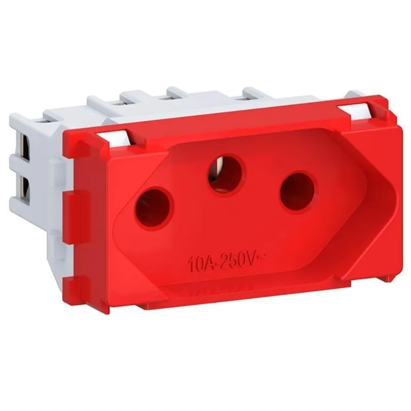 Tomada 2p+t Com 10 Ampères 250 Volts Vermelho - E011100150 - Wetzel