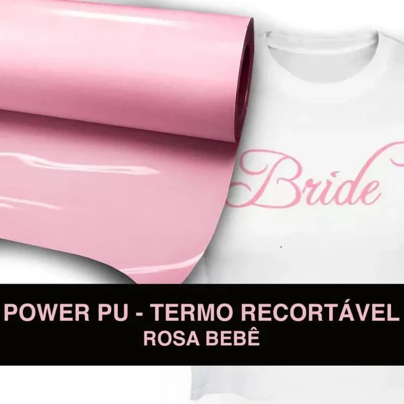 Power PU - Termocolante Recortável - Rosa - 30 cm