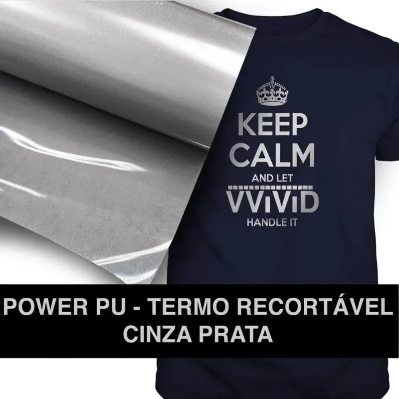 Power PU - Termocolante Recortável - Cinza Prata - 30 cm