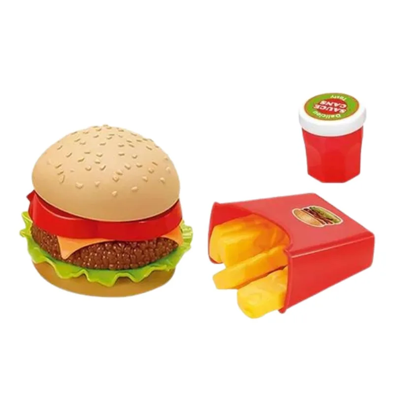 Kit lanchonete infantil comidinha hamburguer batata frita refri para criança monta e desmonta