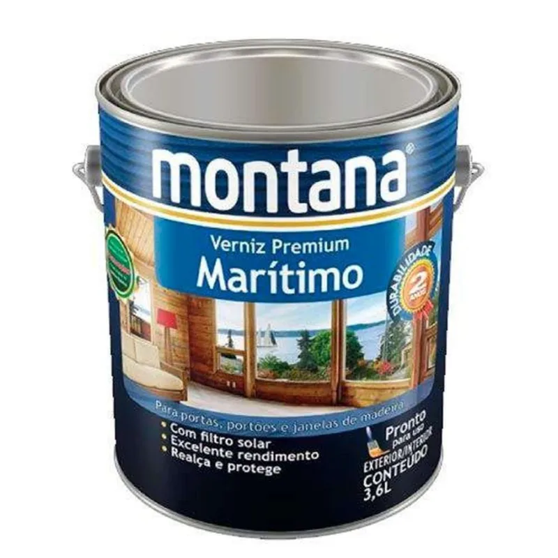 Verniz Marítimo Acetinado Base Água Natural 3,6 Litros - Montana - Galão - MONTANA