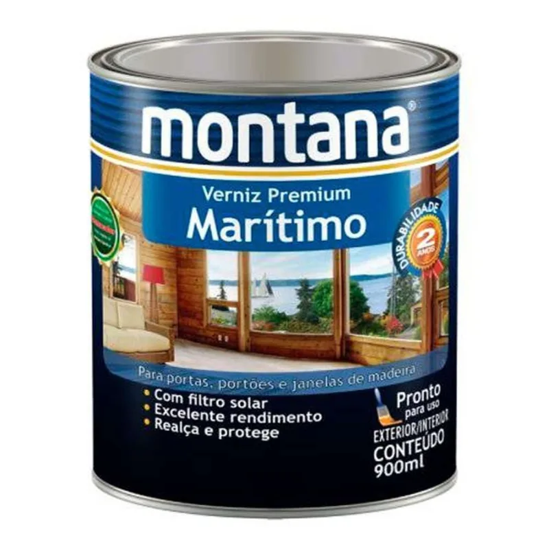 Verniz Marítimo Alto Brilho 900ml Base Água Natural - Montana - MONTANA