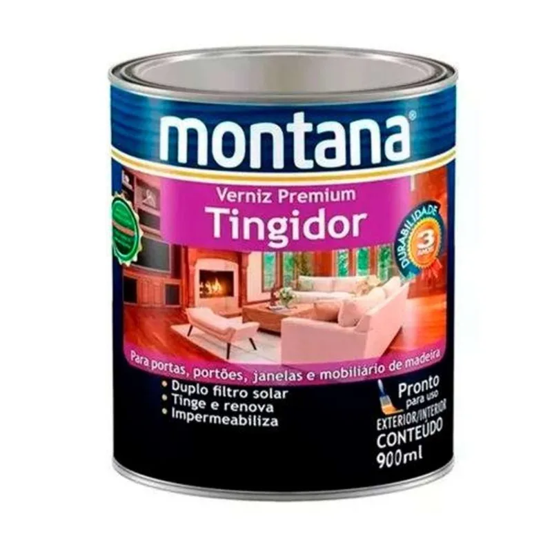 Verniz Marítimo Tingidor Imbuia Alto Brilho 900ml - Base Água - Montana - MONTANA