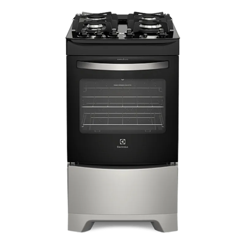 Fogão 4 Bocas Electrolux Prata Automático com Mesa de Vidro e Porta Full Glass (52LSV)
