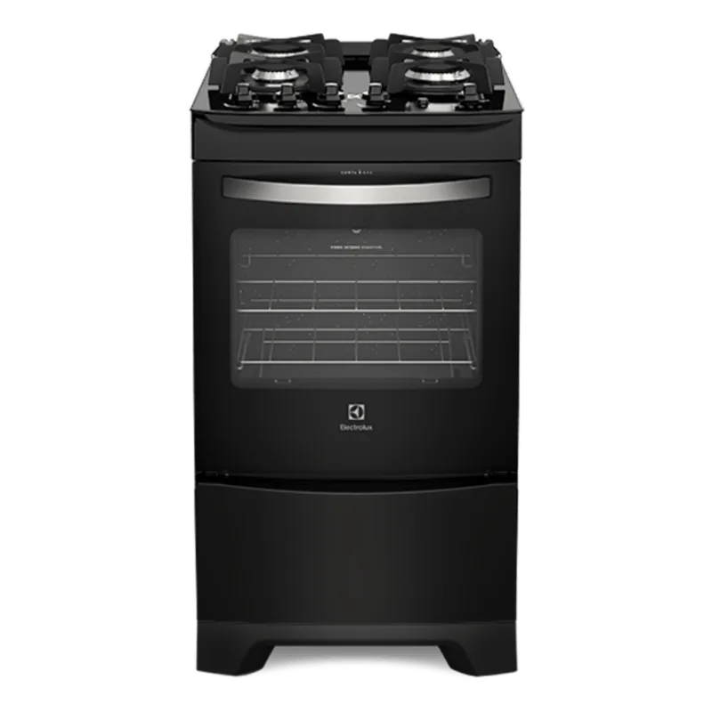 Fogão 4 Bocas Electrolux Preto Automático com Mesa de Vidro e Porta Full Glass (52LPV)