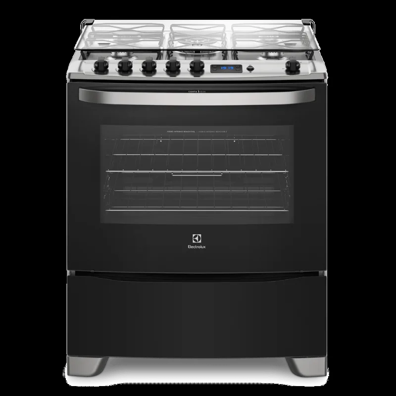 Fogão 5 Bocas Electrolux Prata Automático com Tripla Chama e Timer Digital (76USR)