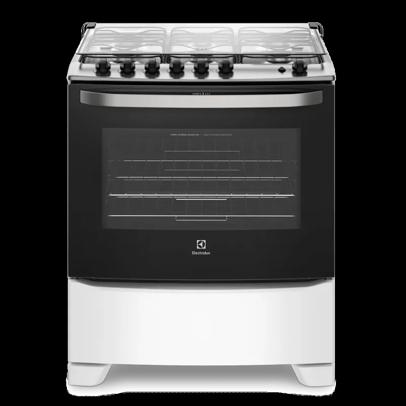 Fogão 6 Bocas Electrolux Branco Automático com Porta Full Glass e Vidro Interno Removível (76UB6)