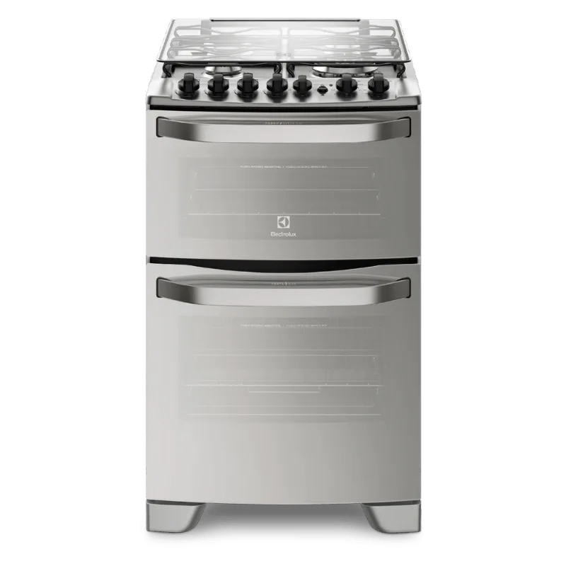 Fogão 4 Bocas Electrolux Prata Automático com 2 Fornos e Tripla Chama (56DXQ) 127V