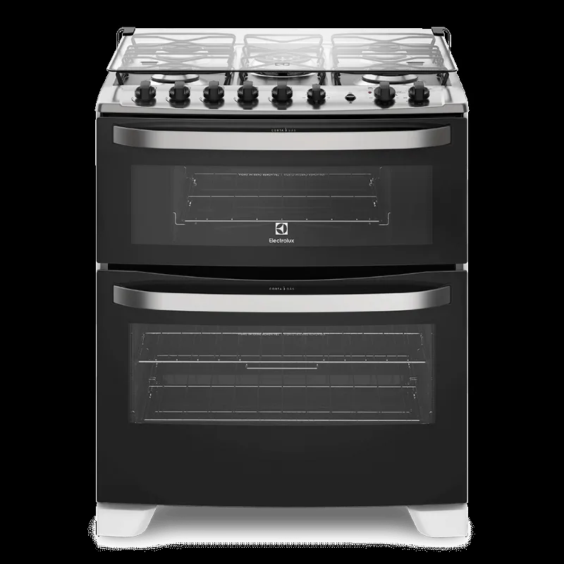 Fogão 5 Bocas Electrolux Branco Automático com 2 Fornos e Tripla Chama (76DBA)