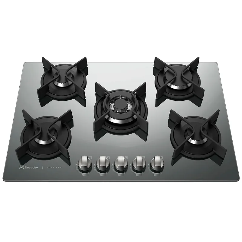 Cooktop 5 Bocas Electrolux a Gás Prata com Tripla Chama e Grade Ferro Fundido Home Pro (GC75U) Bivolt - Electrolux