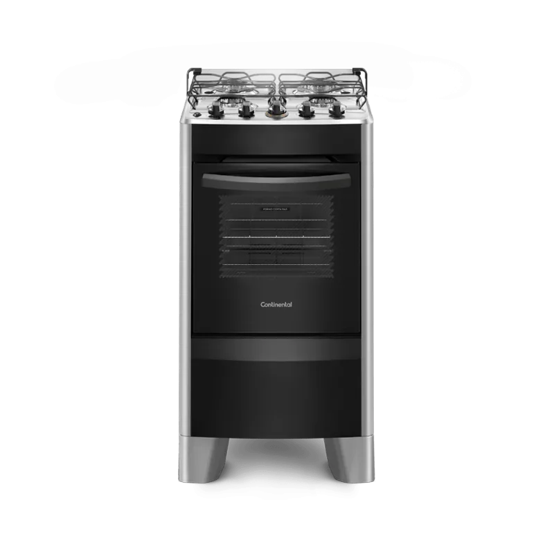 Fogão 4 Bocas Continental Prata Automático com Mesa Compartimentada (FC4CS) Bivolt